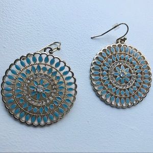 Intricate blue circle earrings